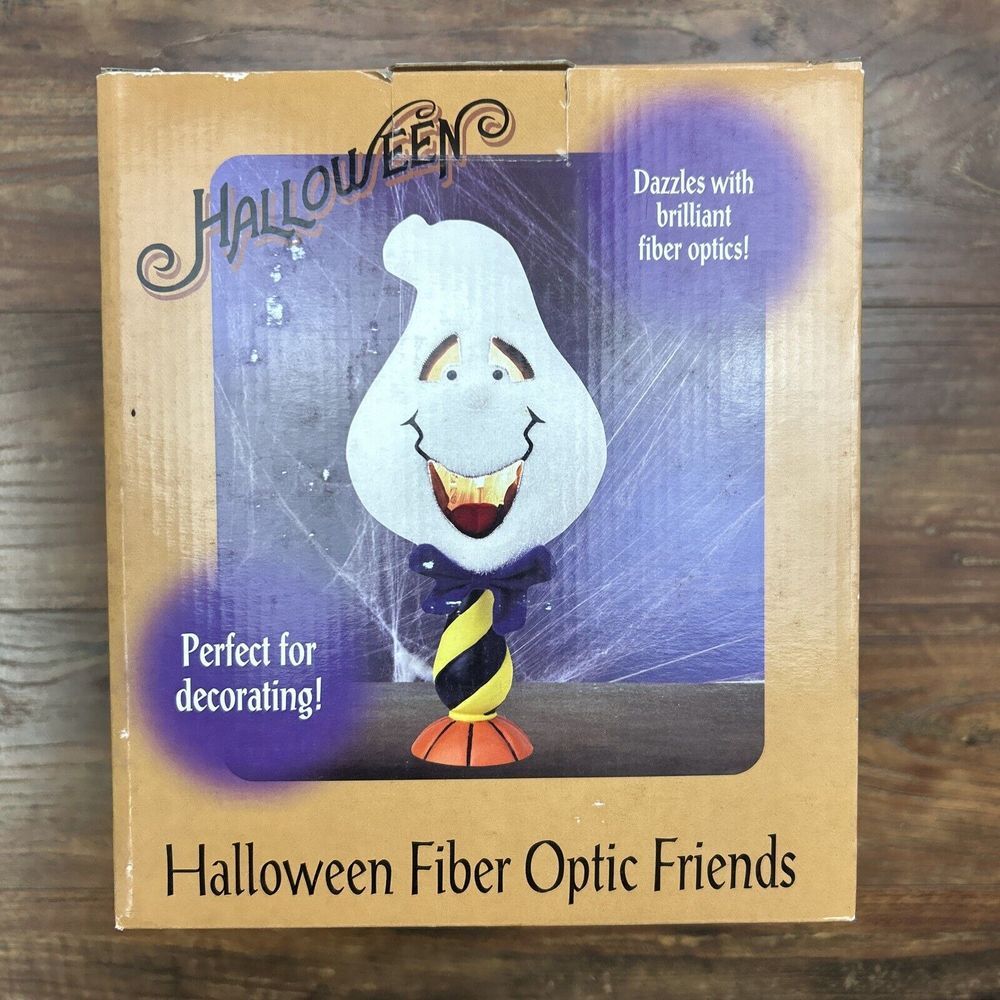 Gemmy Halloween Fiber Optic Friends Happy Ghost 2006 Open Box Complete‎ Tested